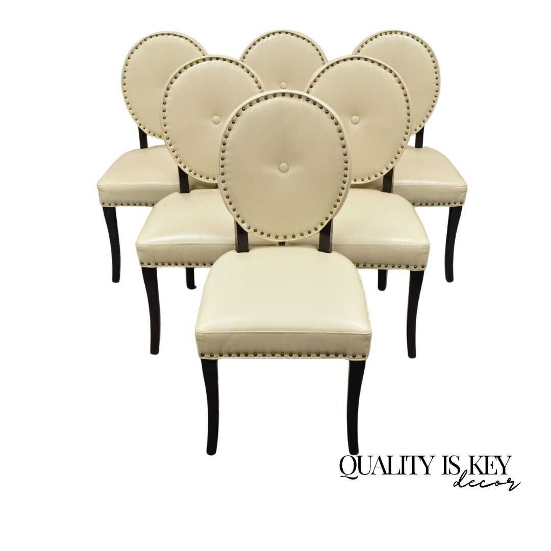 Pier 1 Imports Cadence Ivory Nailhead Oval Back Dining Chairs - Set of 6