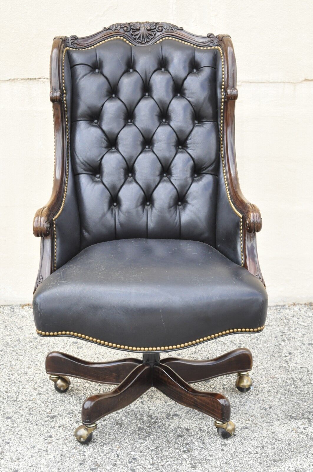 Hancock & Moore Oakley Black Leather Tufted Swivel Executive Office Desk Chair