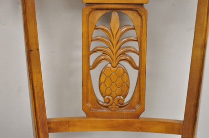 Ethan Allen Legacy Carved Pineapple Maple Wood Dining Chairs - Set of 6