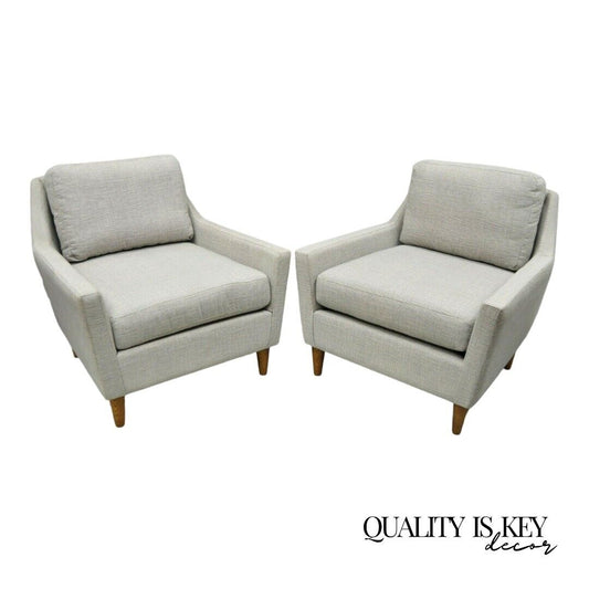 West Elm Everett Chair Gray Upholstered Club Lounge Arm Chair - a Pair