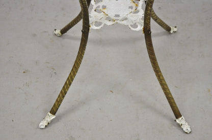 Antique Victorian Brass 2 Tier Onyx Stone Top Plant Stand Pedestal Side Table