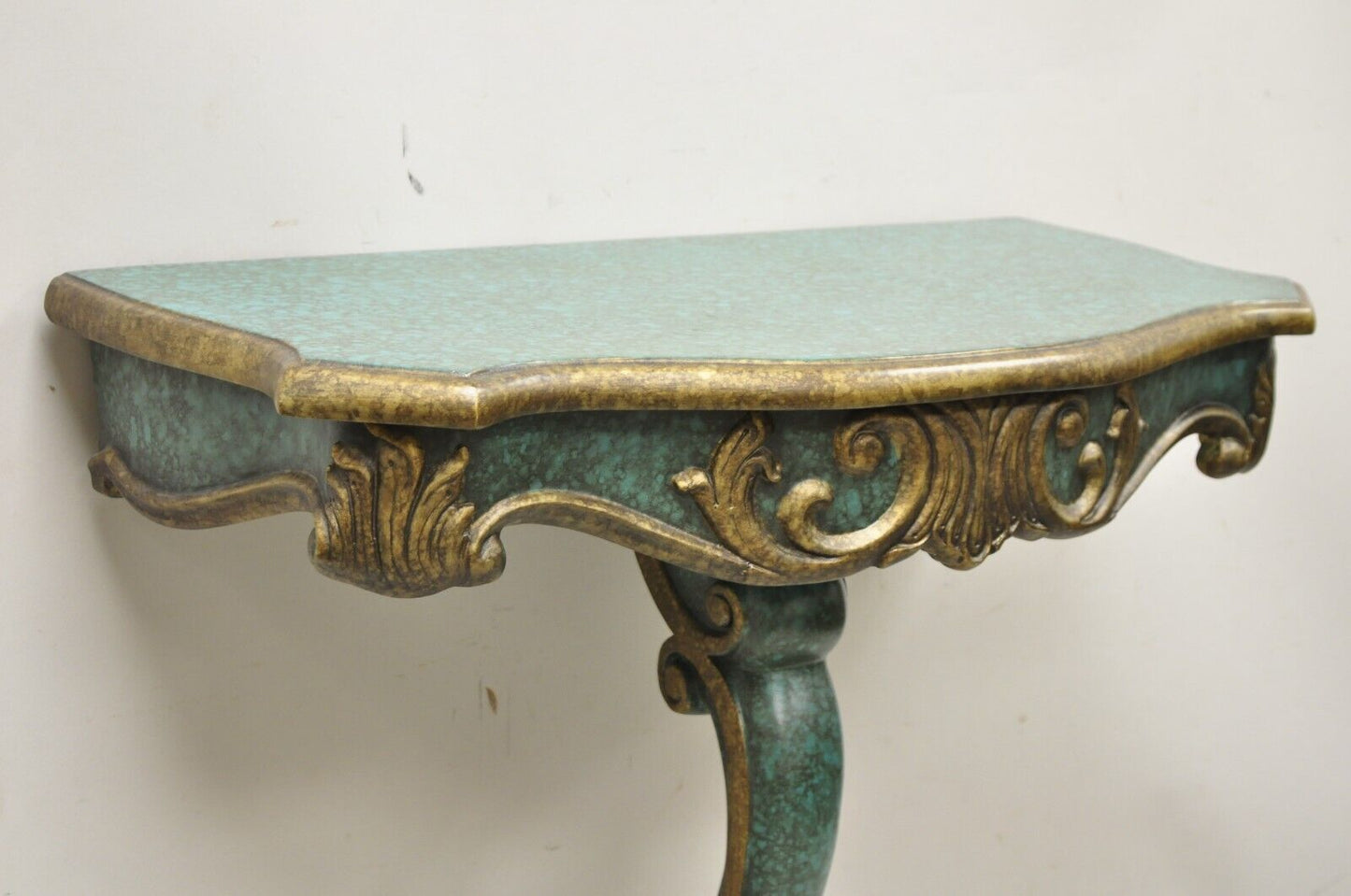 Rococo Baroque Style Green Blue Gold Small Pedestal Base Console Side Table