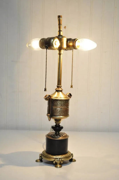 Vintage French Empire Style Small Bronze Urn Form Boudoir Vanity Table Lamp