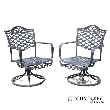 Mediterranean Style Aluminum Swivel and Tilt Black Tuscan Garden Patio Chairs