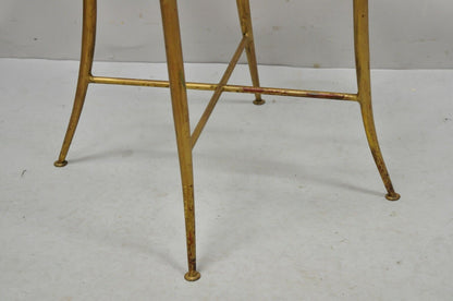 Italian Hollywood Regency Iron Tole Metal Gold Gilt Wheat Sheaf Salvadori Chair