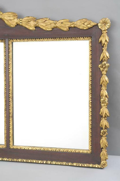 Biggs Federal Style Parcel Gilt Mahogany Three Panel Overmantel Wall Mirror
