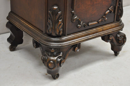 Antique Carved Walnut Renaissance Revival Depression Nightstand Bedside Table