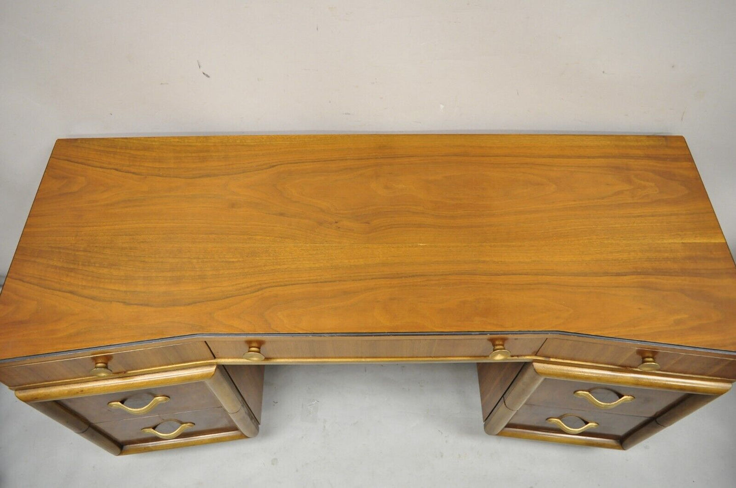 Joerns Bros Art Deco Mid Century Burl Walnut Vanity Table with Mirror