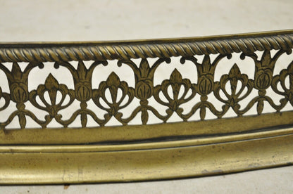 Victorian English Brass 55" Fireplace Serpentine Mantel Fender Bellflower Design