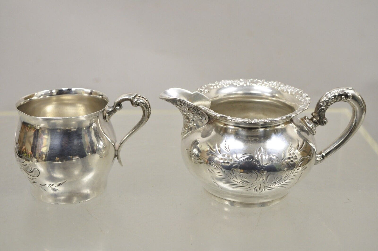 Antique Van Bergh Silver Plate Victorian Tea Serving Set - 3 Pc Set