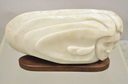 Vintage Bud Miller 1989 Native American Carved Alabaster Double Sided Sculpture