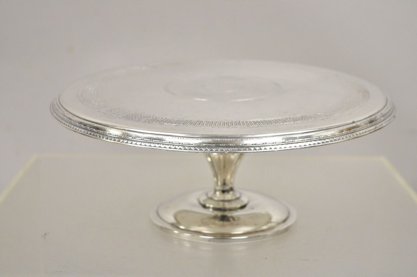 Pairpoint Antique Edwardian Silver Plated Pedestal Base Cake Stand Platter Plate