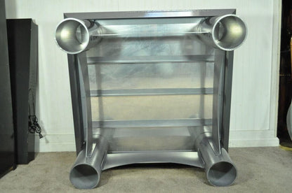 Custom Industrial Modern Large Aluminum Gun Metal 40" Square Coffee Table