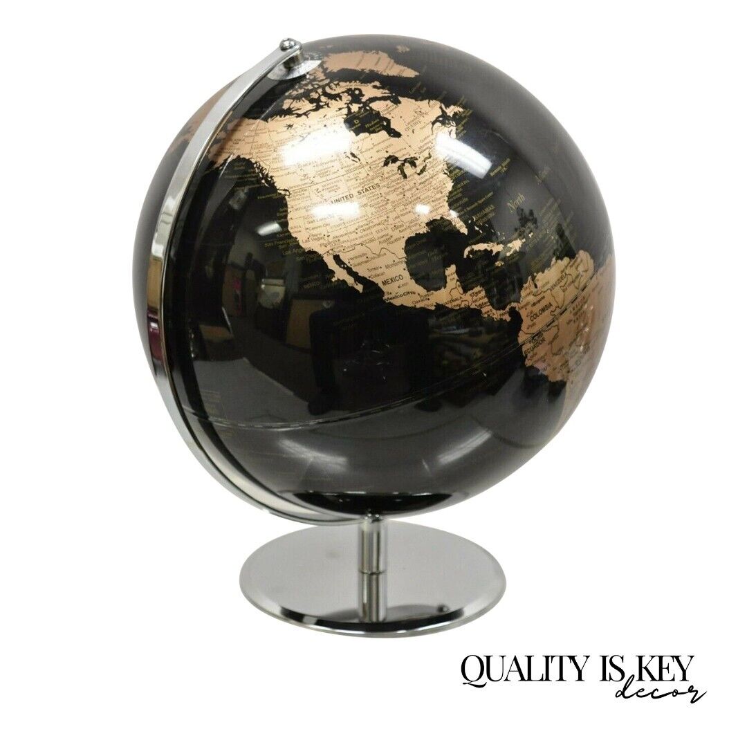 Black Chrome Base Modern Model World Swivel Desk Globe