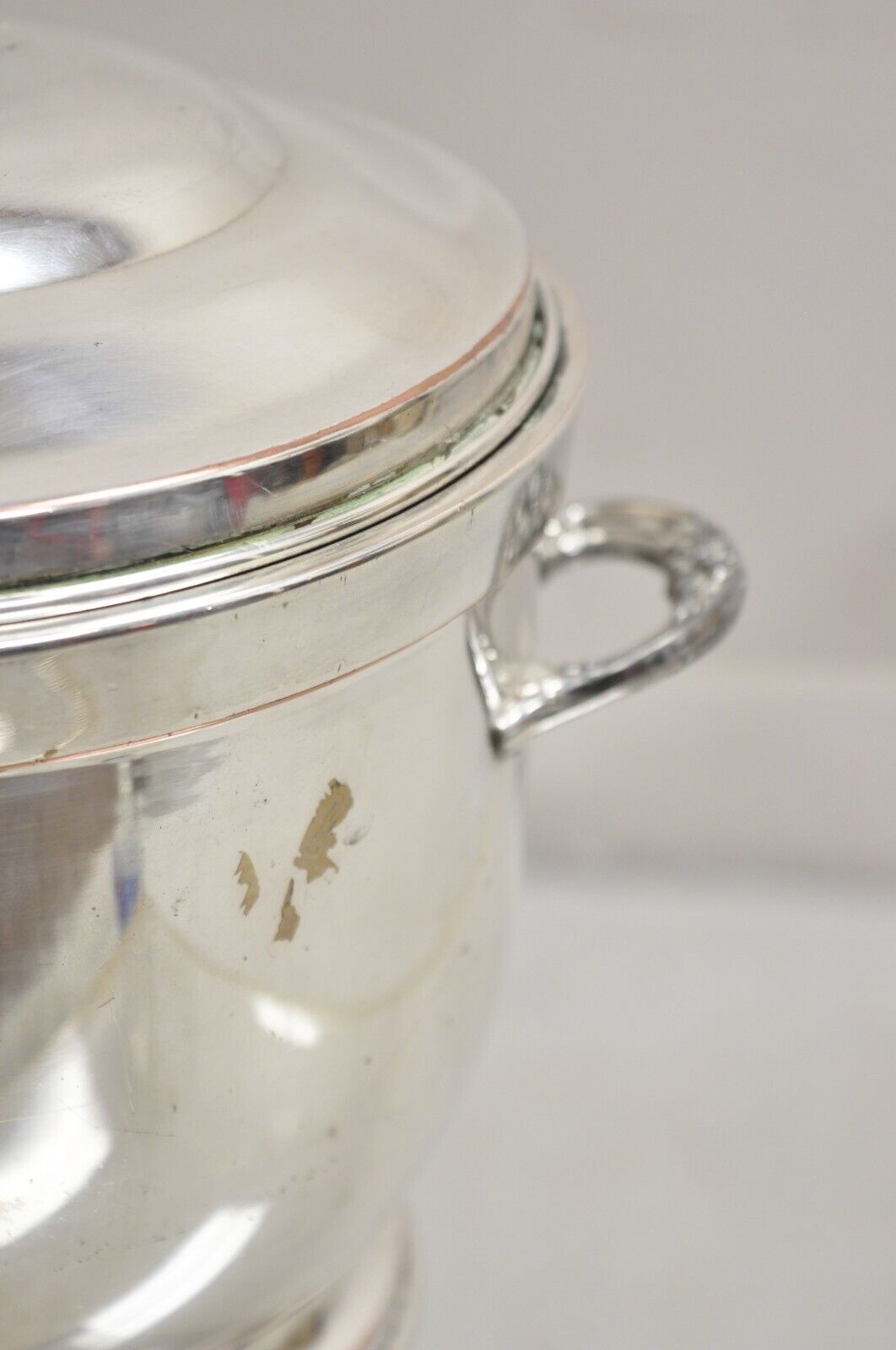 Vintage PS Co. Regency Style Silver Plated Ice Bucket with Lid and Glass Lining