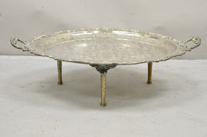 Large Victorian Style Oval Silver Plated Serving Platter Tray on Raised Feet