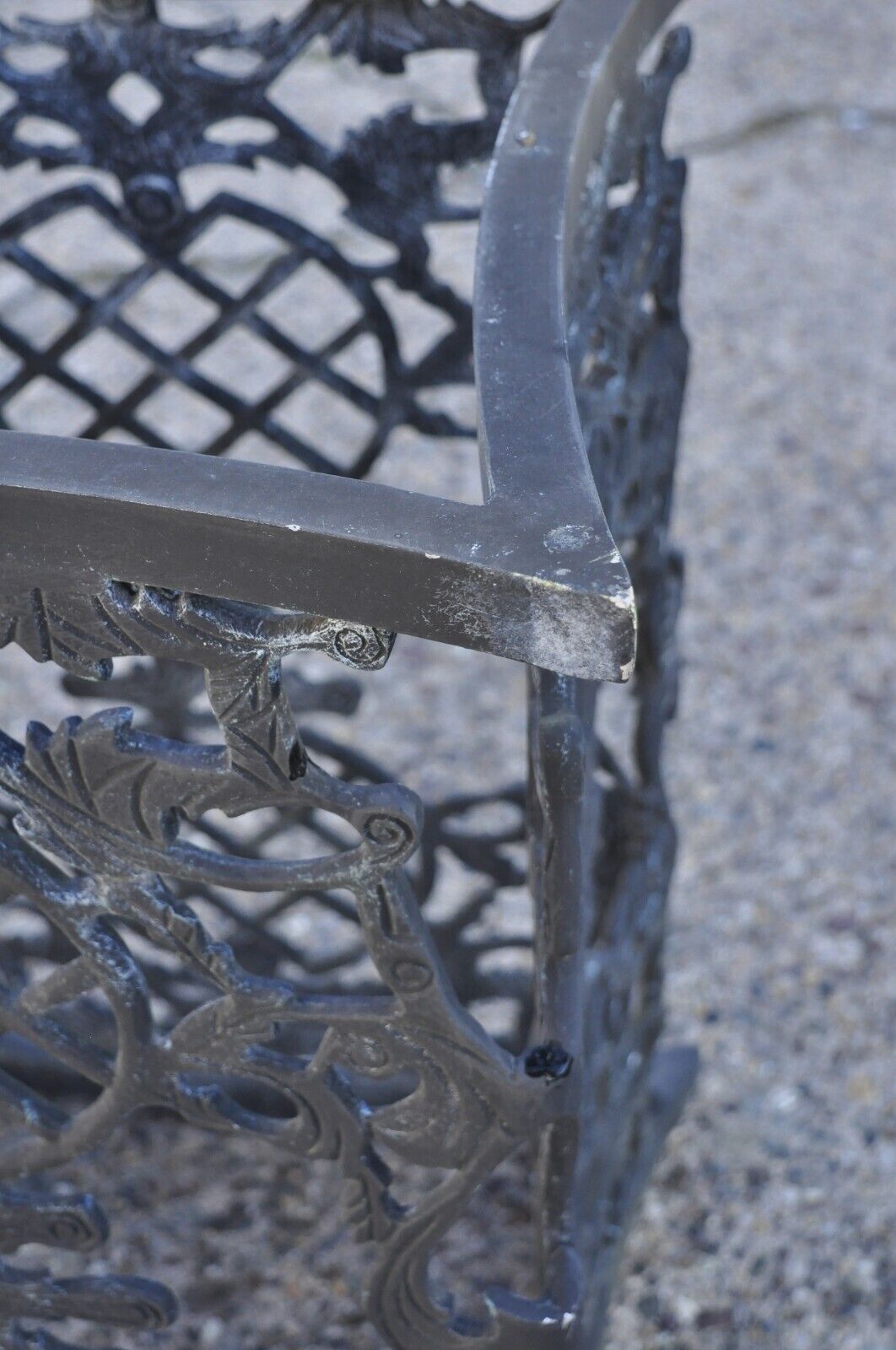 Ornate Cast Aluminum Mediterranean Style Black Pedestal Dining Table Base