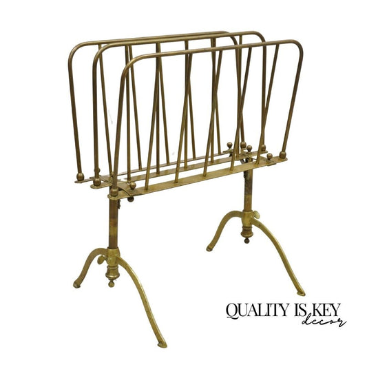 Vintage A. Ravenel Paris French Mid Century Modern Brass Magazine Rack Stand