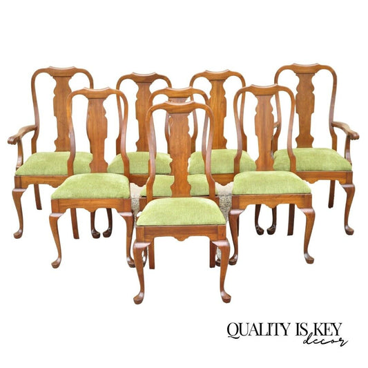 Pennsylvania House Cherry Wood Queen Anne Style T-Back Dining Chairs - Set of 8