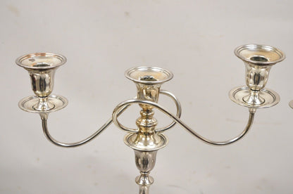 Vintage English Edwardian Silver Plated Scrolling Twin Arm Candelabra - Pair