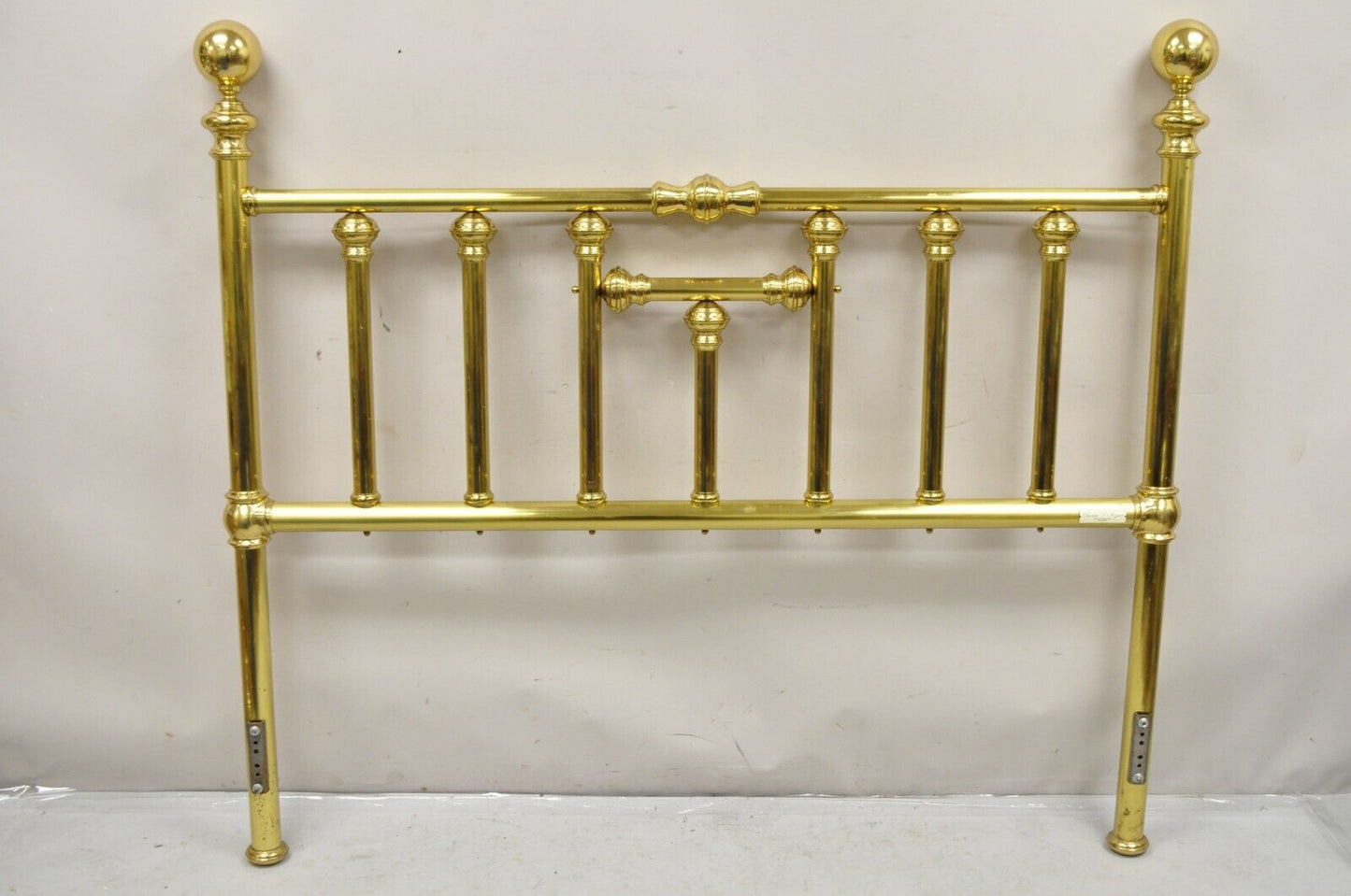 Vtg Charles P. Rogers Brass Cannonball Victorian Style Queen Size Bed Headboard