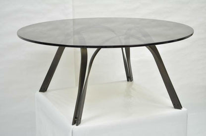 Trimark Bronze Sculptural Round Glass Coffee Table After Roger Sprunger Dunbar