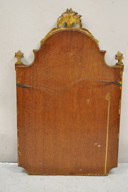 Antique French Louis XV Style Carved Wood Bouquet Green Painted Wall Mirror