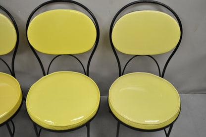 Gallo Iron Works Wrought Iron Yellow Vinyl Modern Bistro Dining Chair - Set of 4