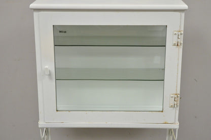 Retro Vintage Style Industrial Metal White Bathroom Cabinet Vanity Stand
