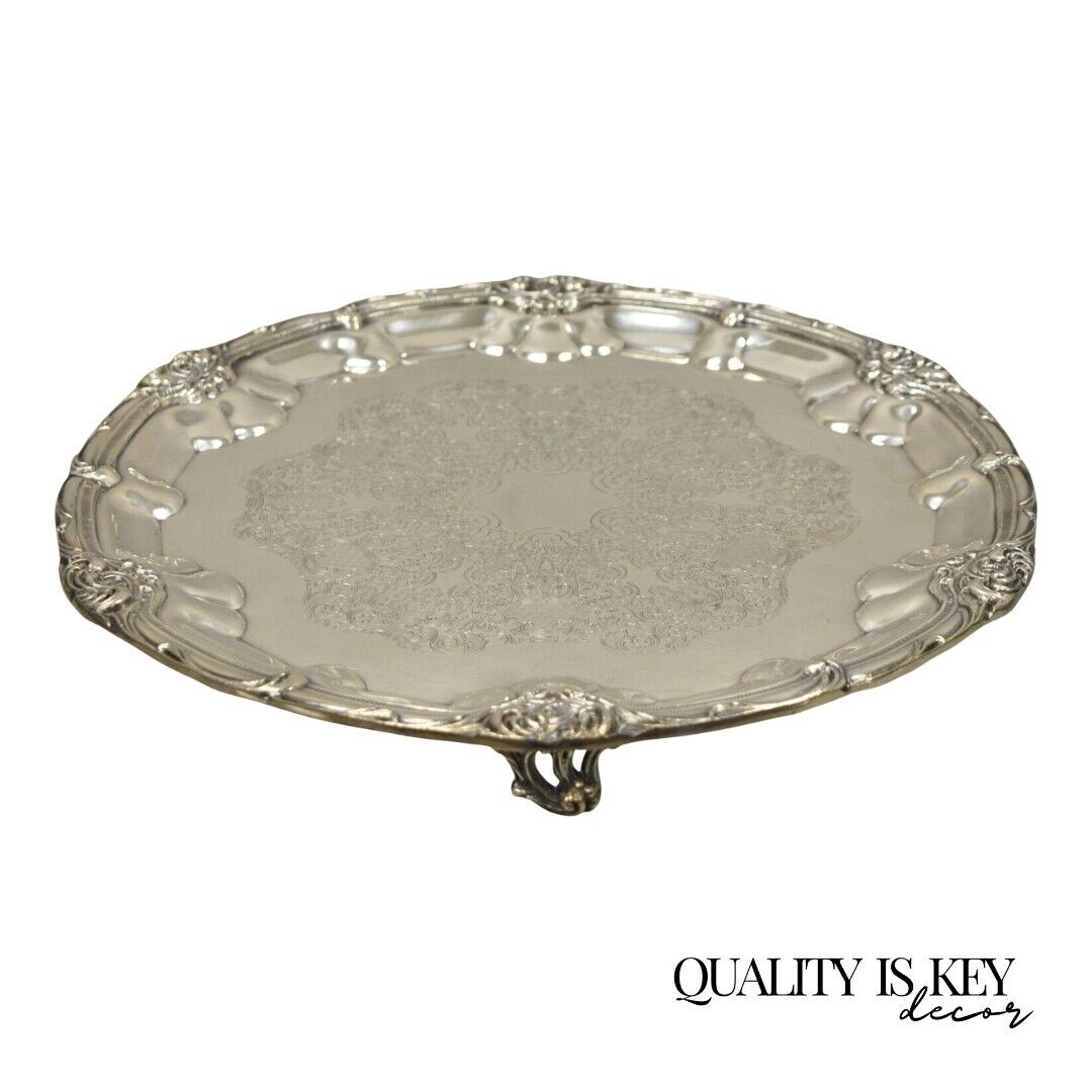 English Silver Mfg Corp Silver Plated 15" Round Regency Style Platter Tray