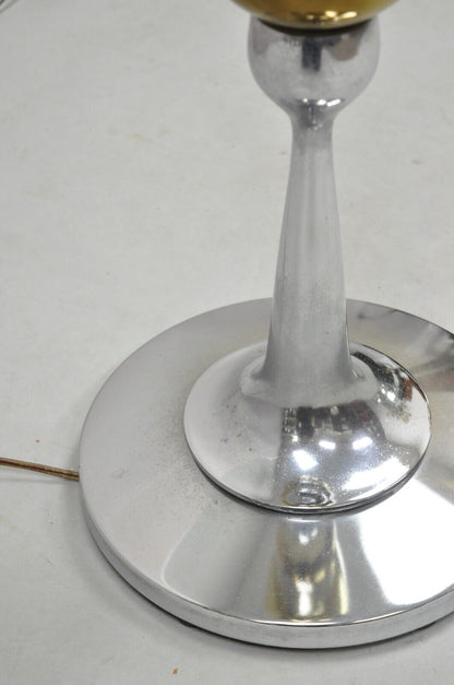 Mid Century Modern Space Age Atomic Era Chrome Brass Glass Side Table Floor Lamp