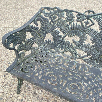 Cast Aluminum Fern and Blackberry Design Style Garden Patio Outdoor Bench