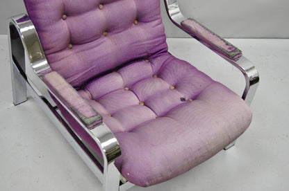 Mid Century Modern Chrome Selig Recliner Reclining Lounge Chair Milo Baughman