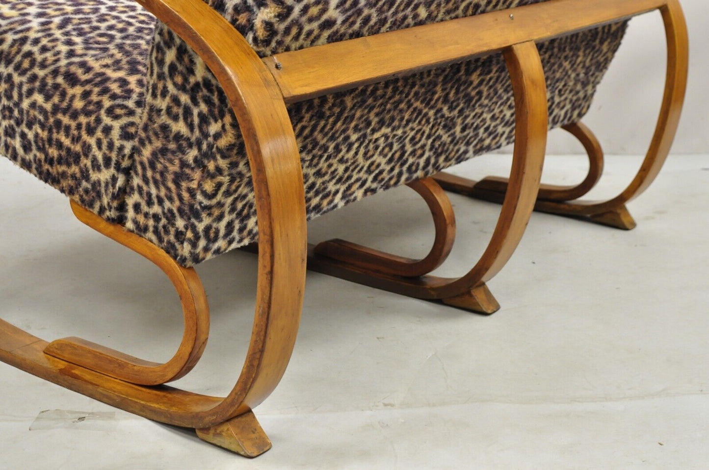 Art Deco Gilbert Rohde Thonet Style Streamline Bentwood Loveseat Settee Sofa