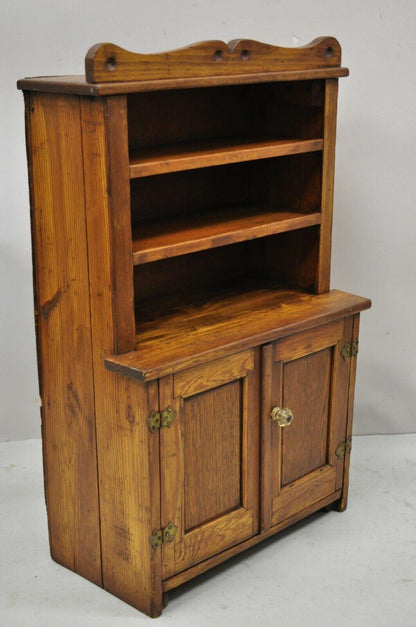 Oak Wood Small Miniature Cupboard Primitive Colonial Kitchen Childs Cabinet