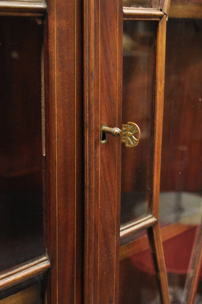 Antique English Georgian Style Mahogany Corner China Cabinet Display Case Curio