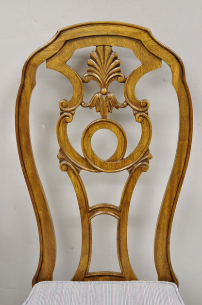 Vintage Italian Baroque Style Carved Wood Dining Chairs - Set of 6