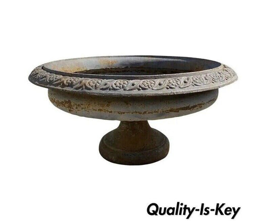 Cast Iron Low and Wide 34" Round French Style Outdoor Garden Planter