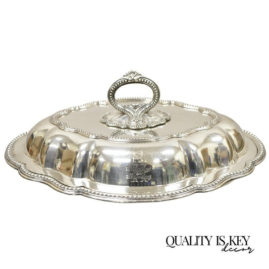 Vintage Silver Plated English Victorian Style Lidded Vegetable Serving Platter