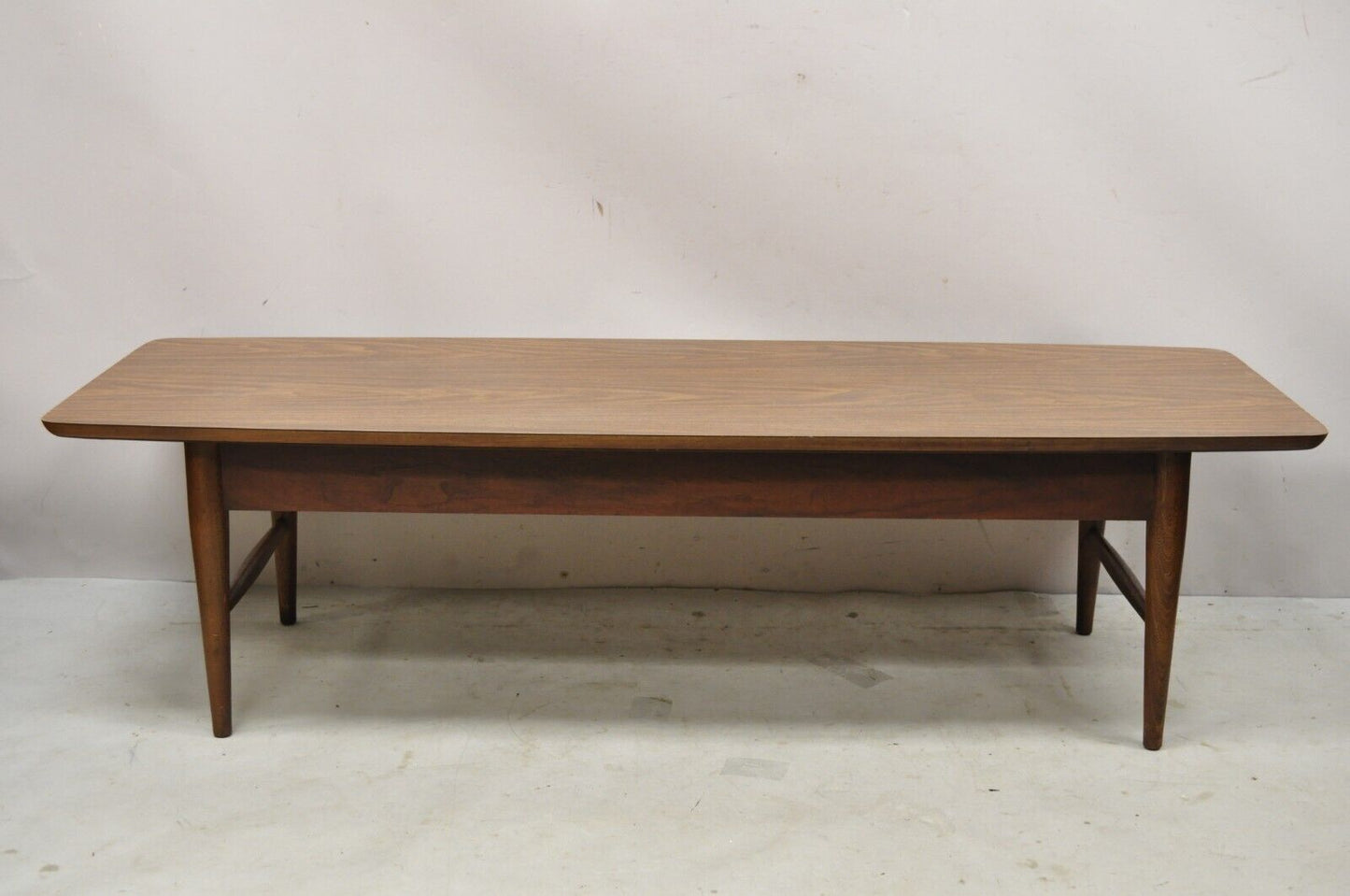 Lane Mid Century Modern 56" Long Surfboard Laminate Top Coffee Table with Drawer