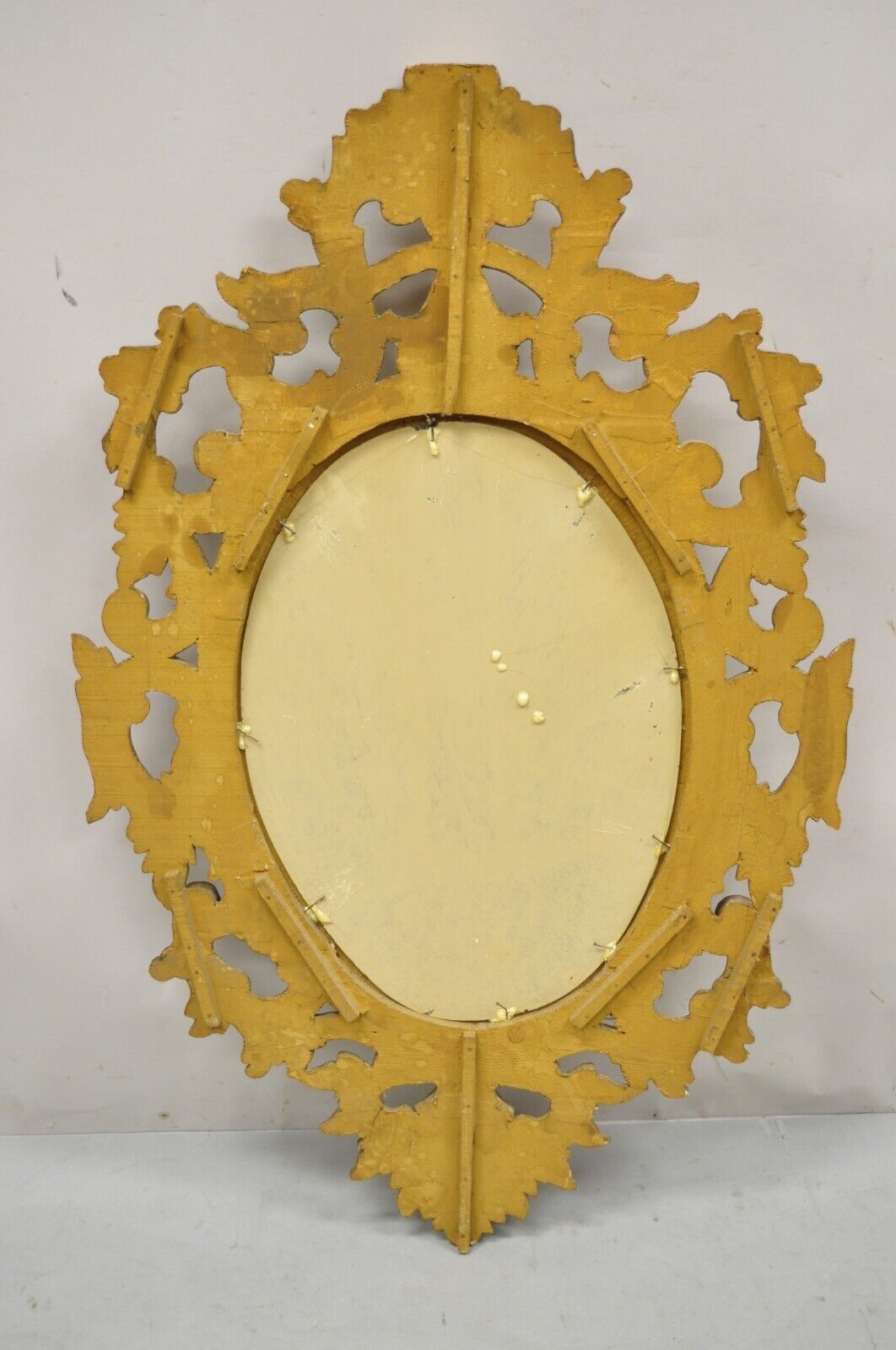 Vintage Italian Carved Wood Gold Gilt French Rococo Style Wall Mirror