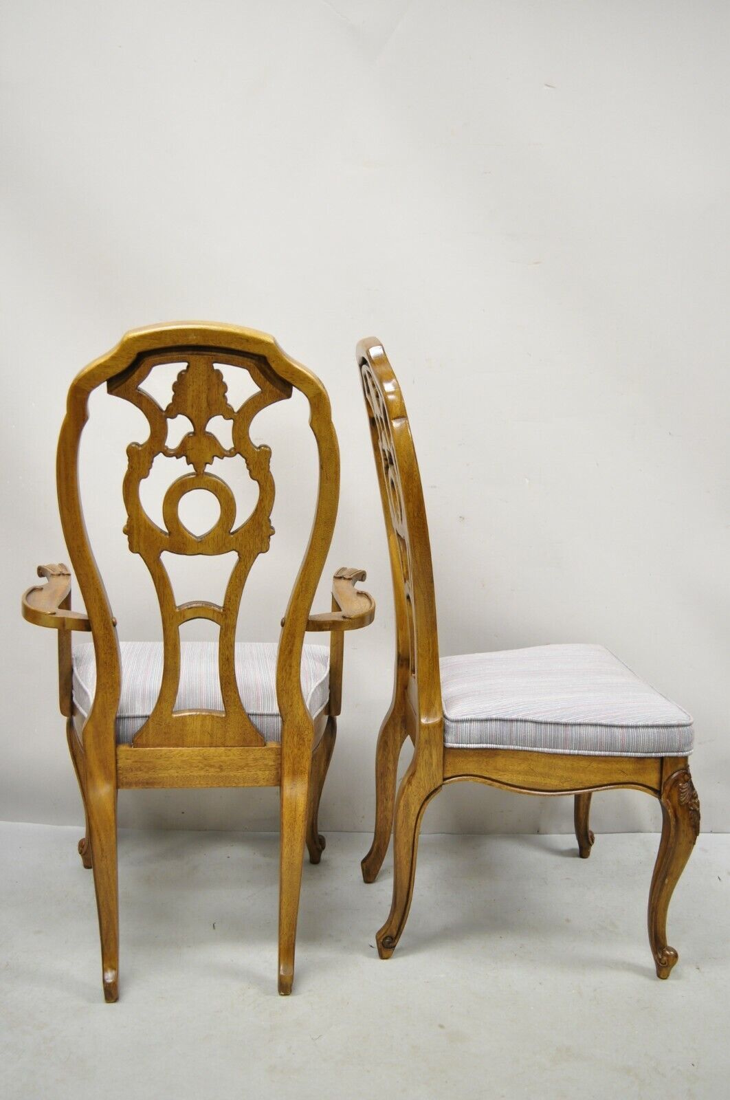 Vintage Italian Baroque Style Carved Wood Dining Chairs - Set of 6