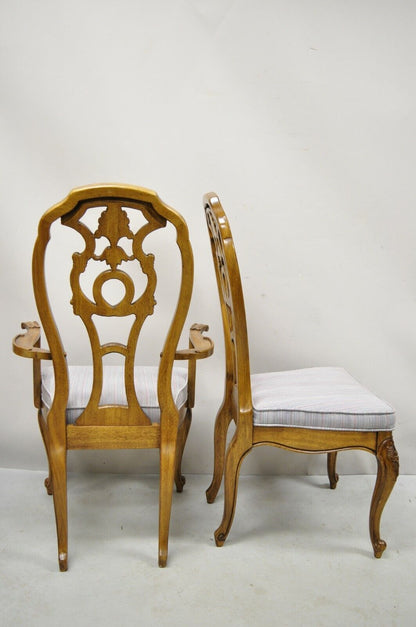 Vintage Italian Baroque Style Carved Wood Dining Chairs - Set of 6