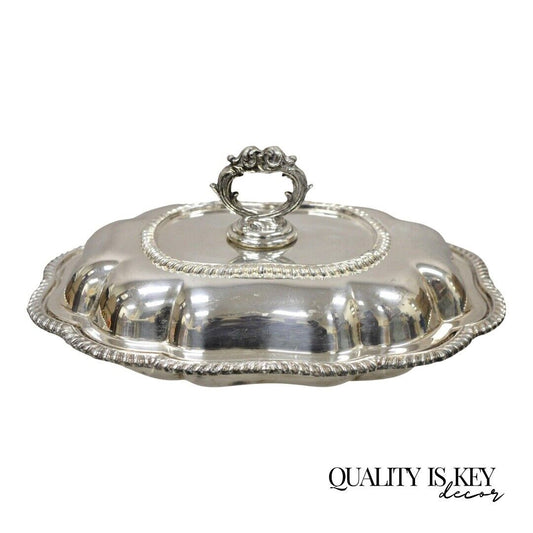 Vintage Regency Style Silver Plated Covered Vegetable Dish Serving Platter