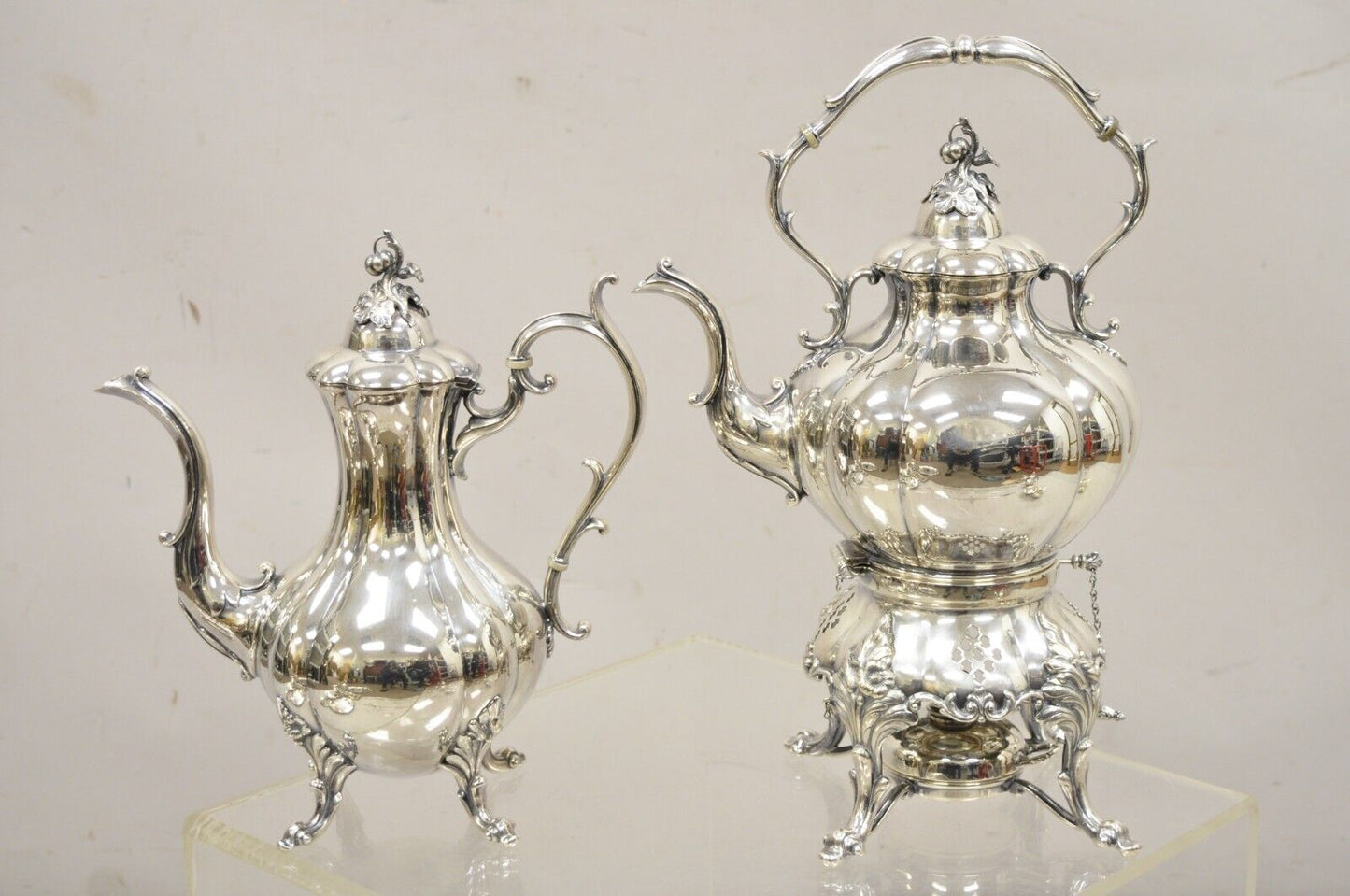 Reed & Barton Winthrop Silver Plate Art Nouveau Floral Repousse Tea Set 6 Pc Set