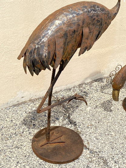 Decorator Steel Metal Heron Bird Flamingo Garden Sculpture Statue - a Pair