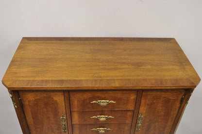 Vintage Henredon French Louis XV Style Banded Walnut Tall Chest Dresser