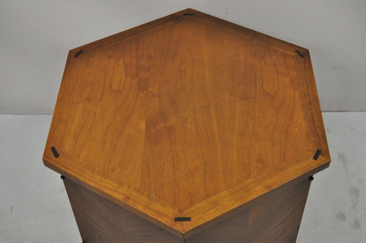 Lane Altavista Mid Century Modern Walnut 2 Door Side Drum End Table Cabinet