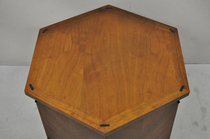 Lane Altavista Mid Century Modern Walnut 2 Door Side Drum End Table Cabinet