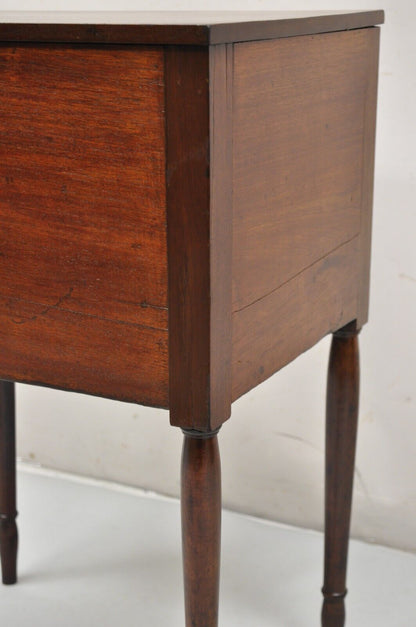 Antique Federal Sheraton Mahogany 2 Drawer Work Stand Side Table Nightstand